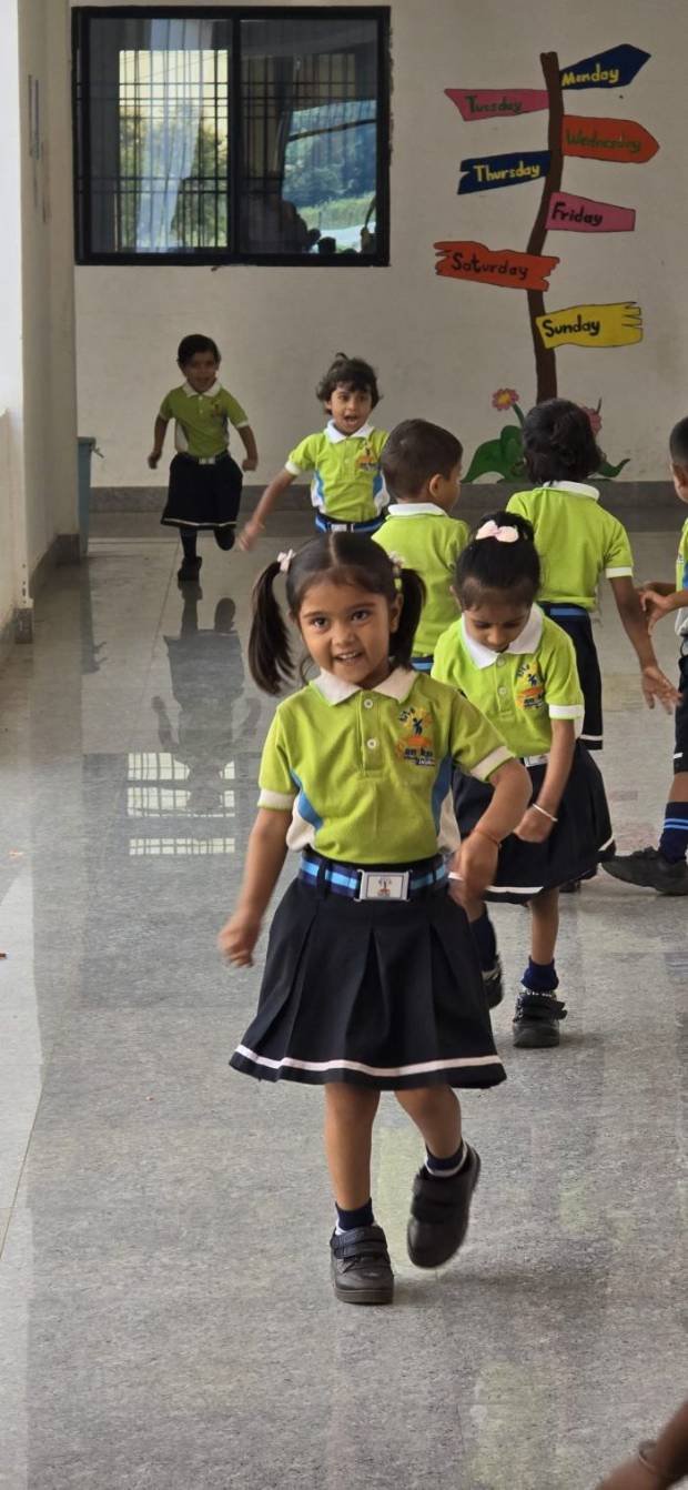 Children in the school corridor